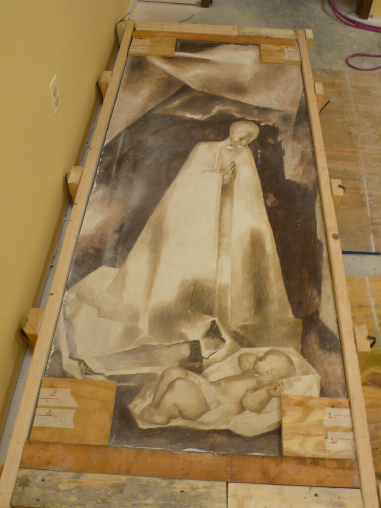 plaster fresco conservation madonna and child