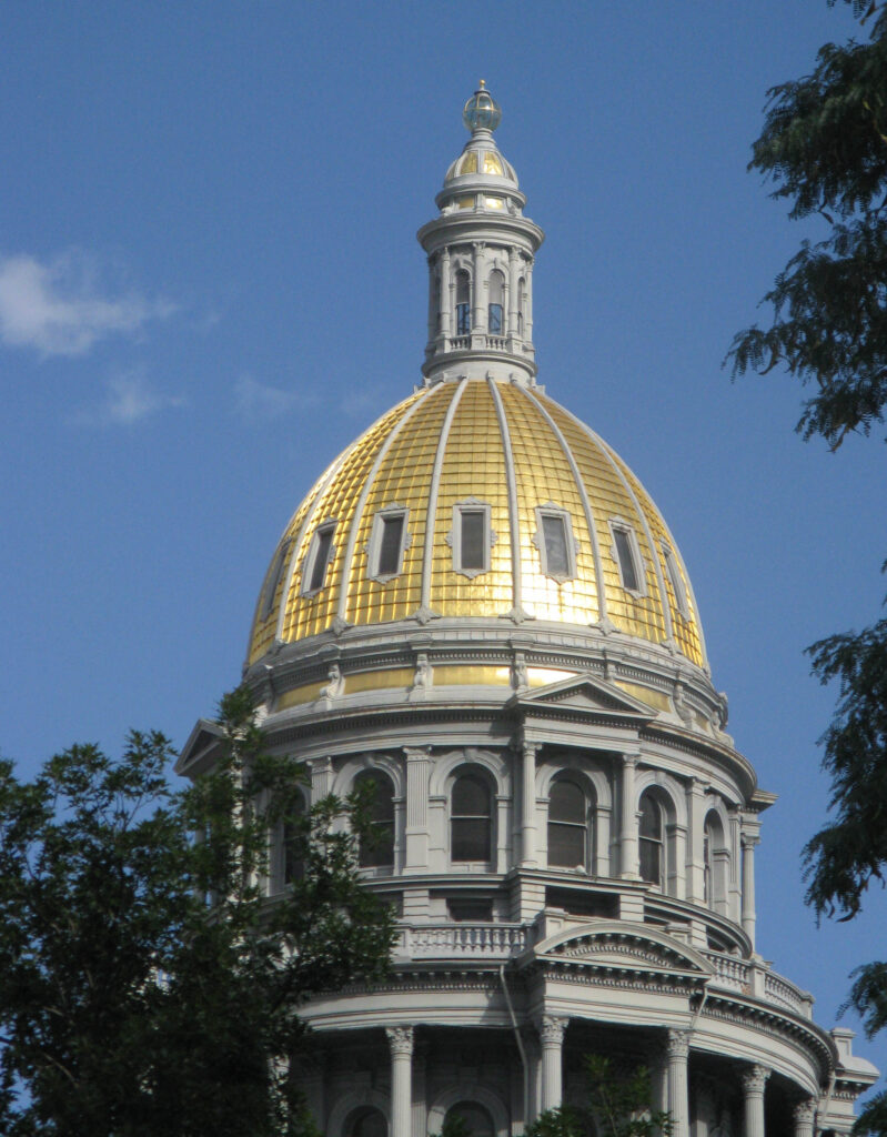 Colorado state capitol gilded dome after restorationnewly gilded ornamental plaster elements