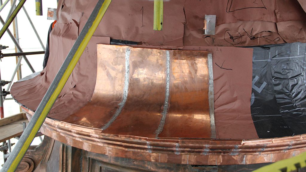 new copper dome installation