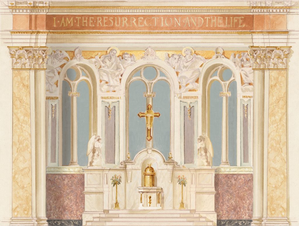 original mural before restoration at St. Patrick Cathedral