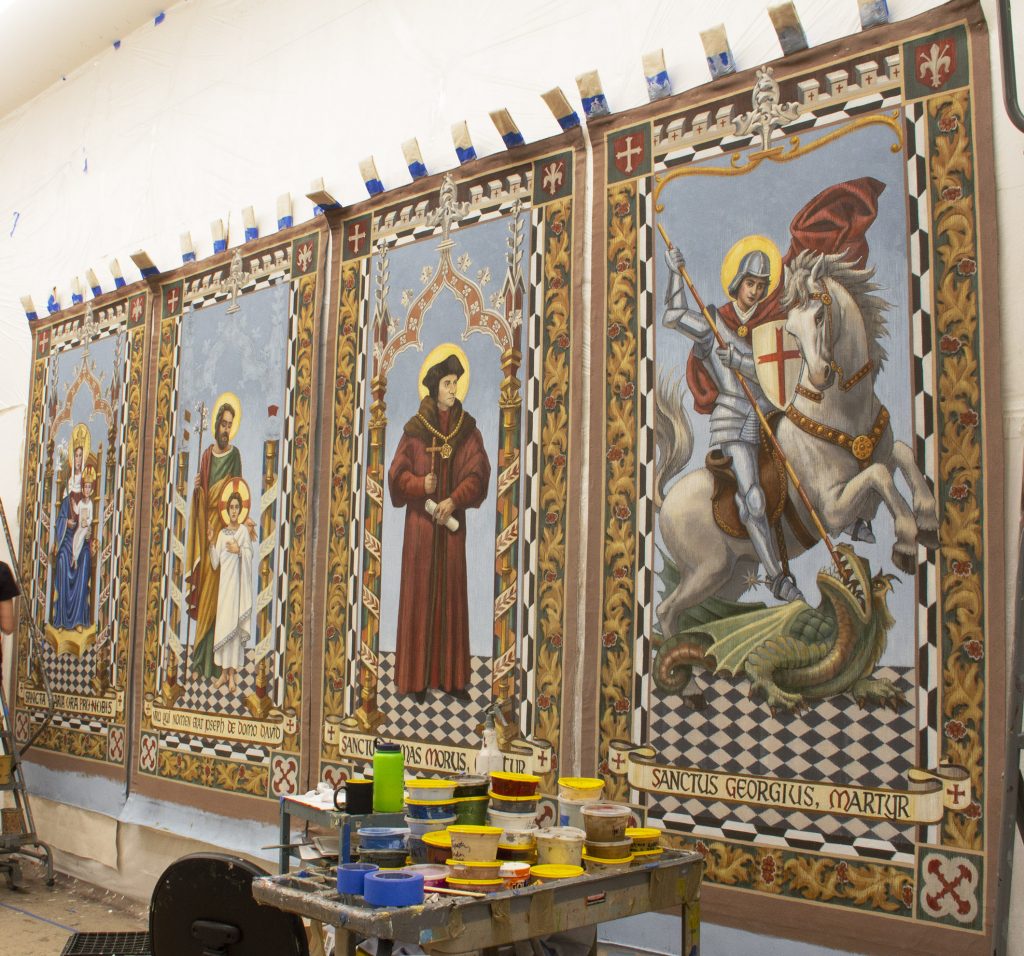St. Thomas More, During Mural Fabrication