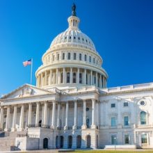 US Capitol over blue sky