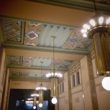 Ornamental plaster ceiling of the west corridor in the old Omaha Union Station after restoration now known as the Durham Museum.
