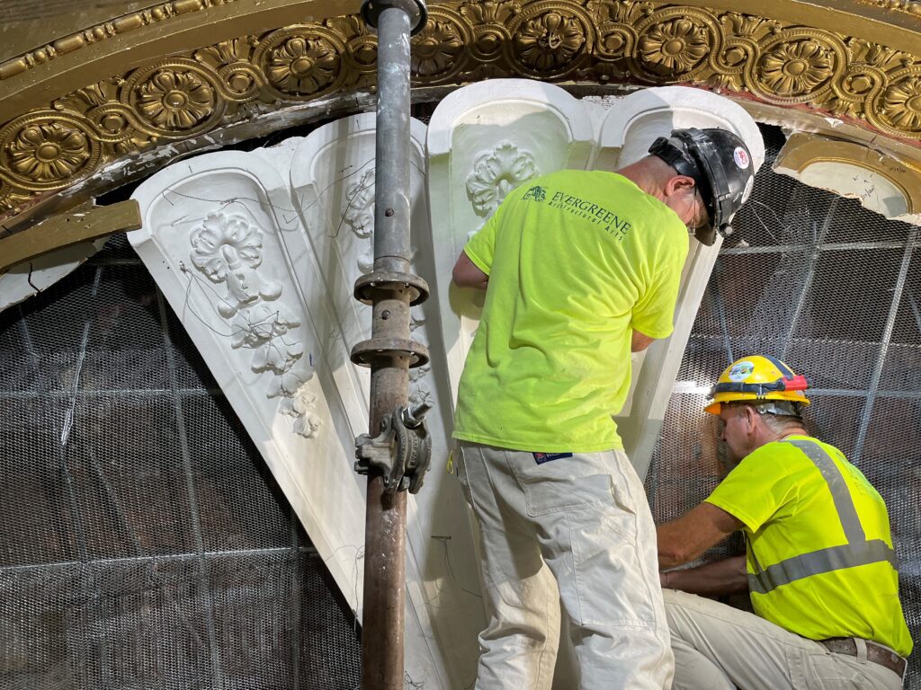 TSX Broadway Theater, During Treatment: installation of replicated plaster