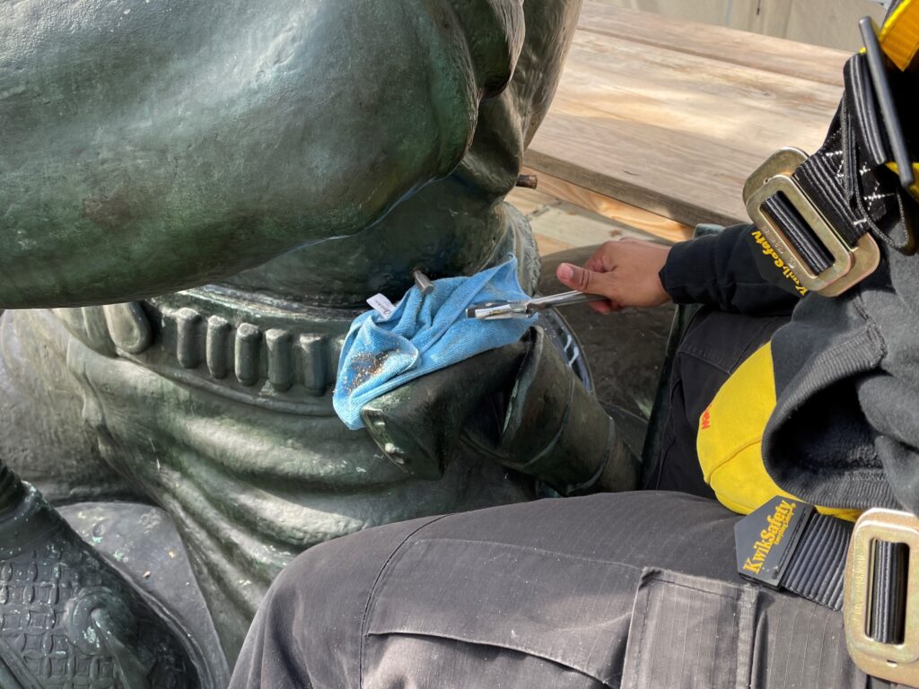 Theodore Roosevelt Statue, Pin Removal