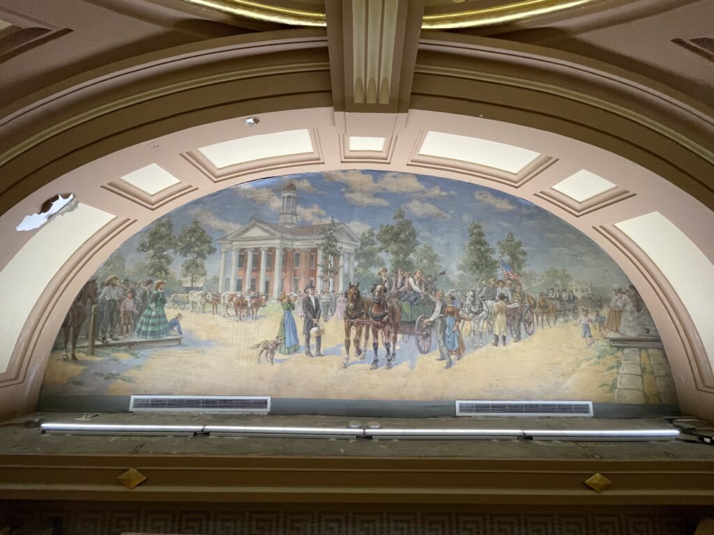 Jasper County Courthouse, West Mural, Before Treatment