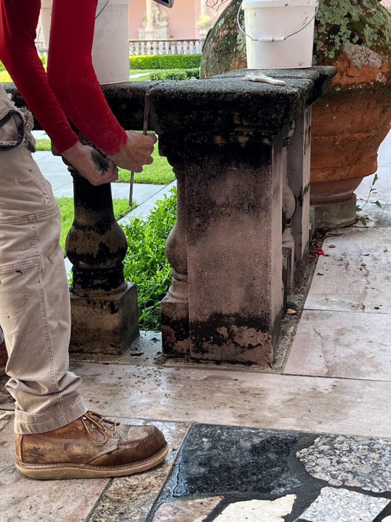 Ringling, Balustrade Reset, Setting with Mortar, During Treatment