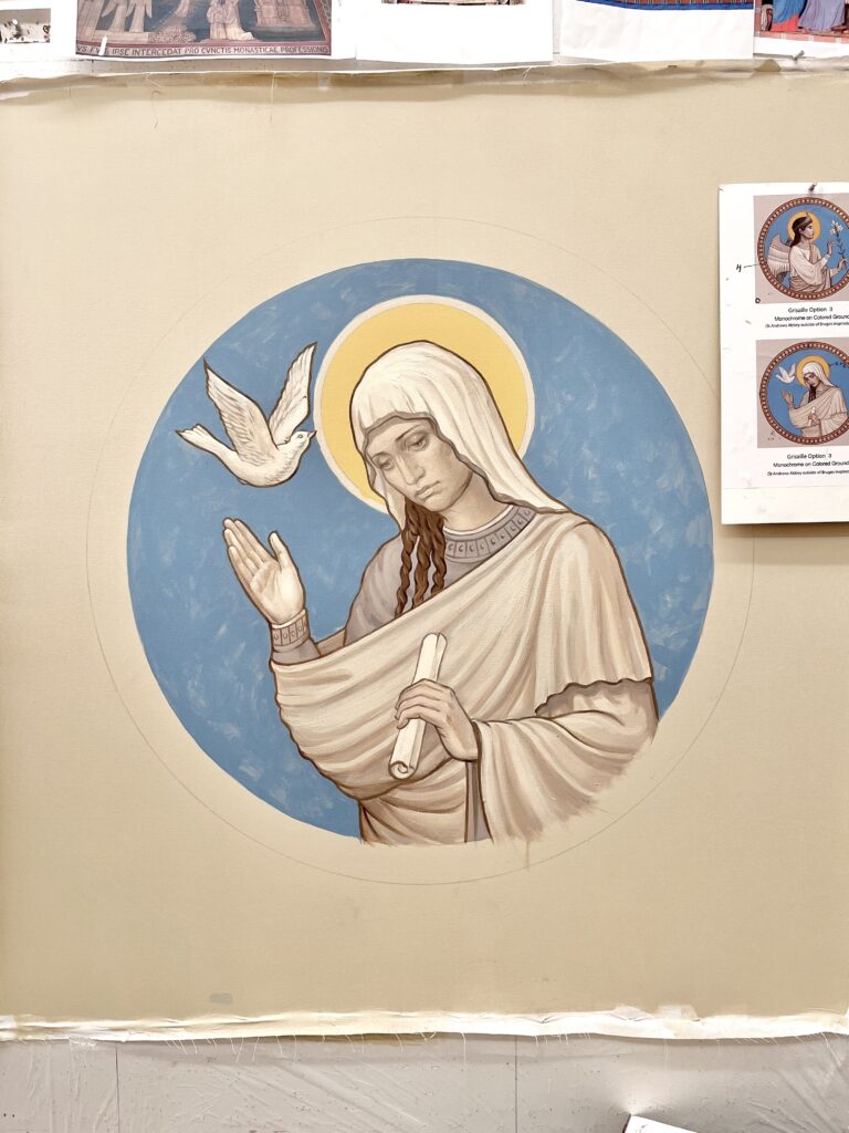 Conception Abbey, Annunciation Rondel Artwork During Fabrication