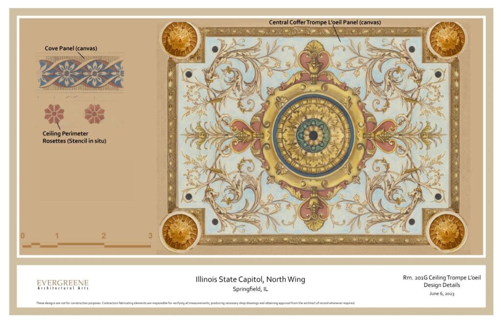 IL State Capitol, North Wing, Ceiling Designs