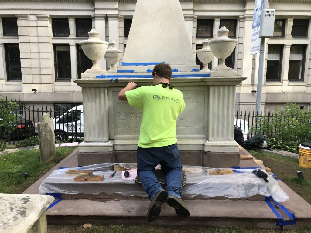 Alexander Hamilton Monument, Trinity Church, During Treatment