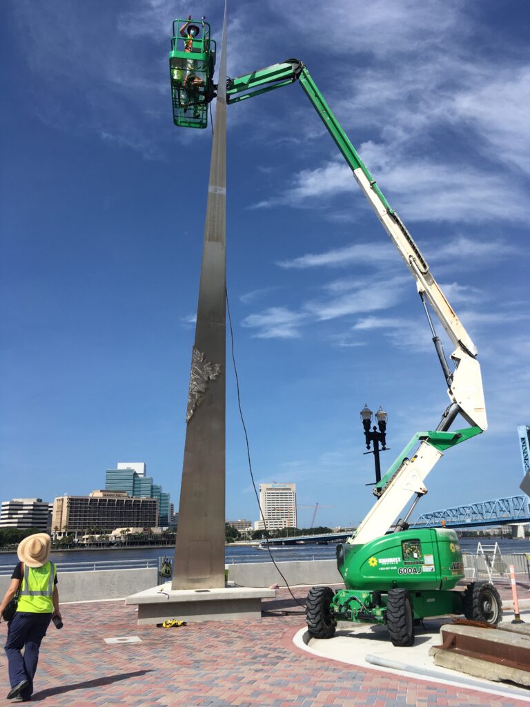 Jacksonville Public Art, JAX Fire Monument, During Treatment