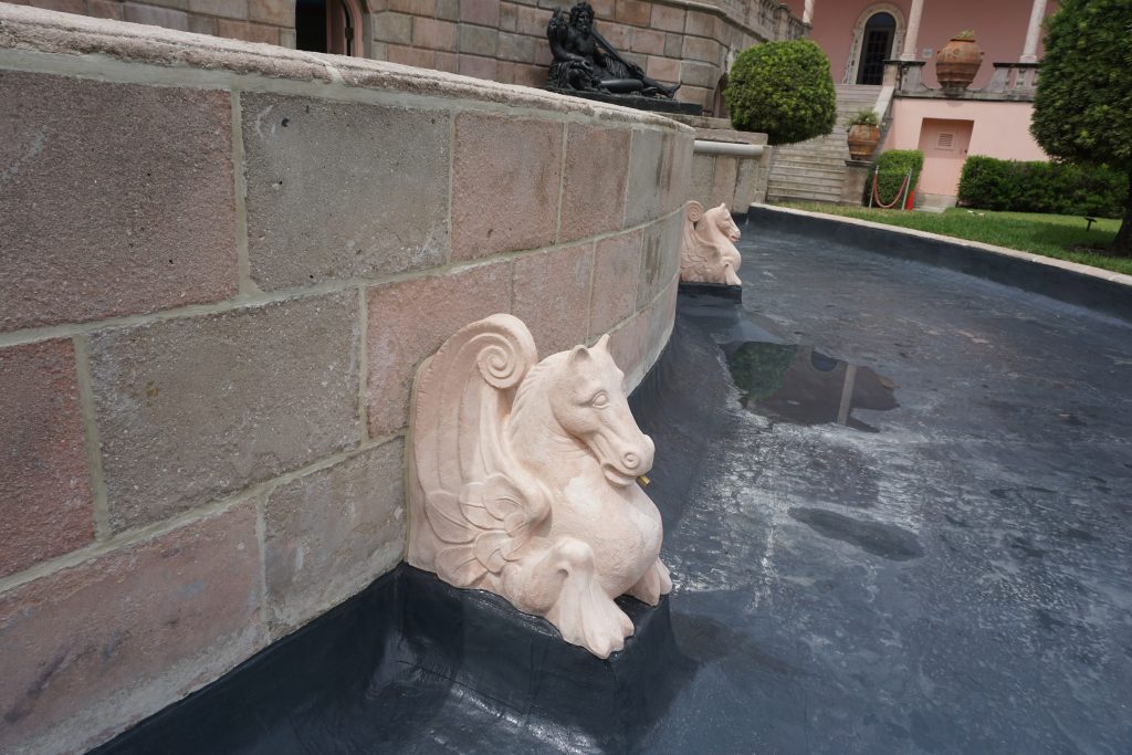 Ringling Museum, West Courtyard Fountain, Hippocampi After Treatment