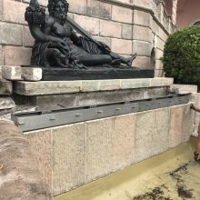 Ringling Museum, West Courtyard Fountain, Installation of new plumbing for water feature below bronze statue