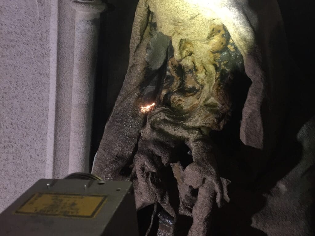 Astor Cross, Trinity Church, during laser treatment